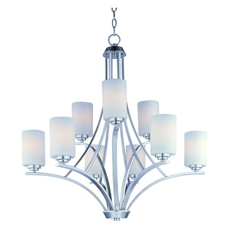 Maxim Nine Light Satin Nickel Satin White Glass Up Chandelier 20036SWSN